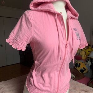Tommy Hilfiger Pink Hooded Short Sleeve Zip-Up Sweatshirt 🩷